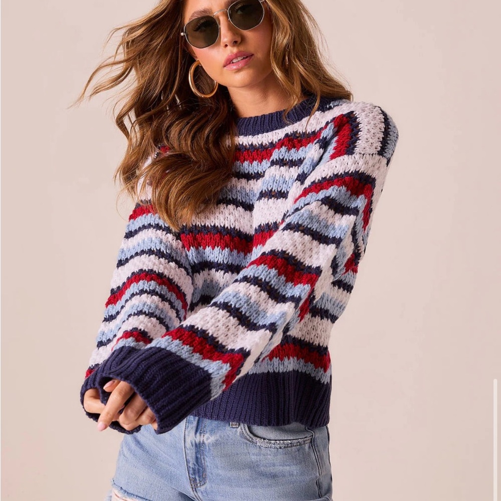 Low Tide Striped Crew Neck Sweater View 5